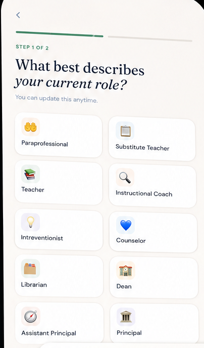 NextGround onboarding screen asking what best describes your current role